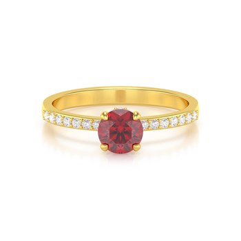 Bague ADEN Or 585 Jaune Rubis et diamants 2.4grs