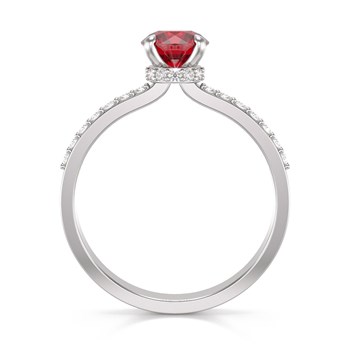 Bague ADEN Or 585 Blanc Rubis et diamants 2.4grs