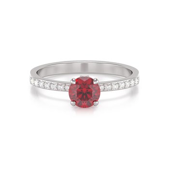 Bague ADEN Or 585 Blanc Rubis et diamants 2.4grs