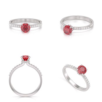 Bague ADEN Or 585 Blanc Rubis et diamants 2.4grs