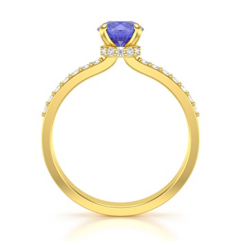 Bague ADEN Or 585 Jaune Tanzanite et diamants 2.4grs