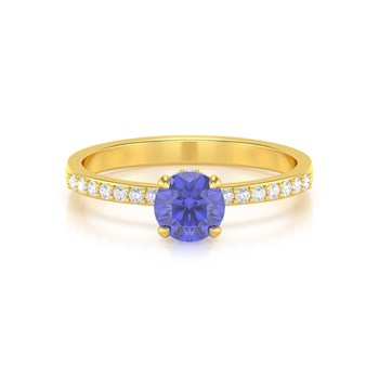 Bague ADEN Or 585 Jaune Tanzanite et diamants 2.4grs