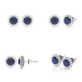 Boucles d'oreilles ADEN Or 585 Blanc Saphir et Diamant 2.61grs