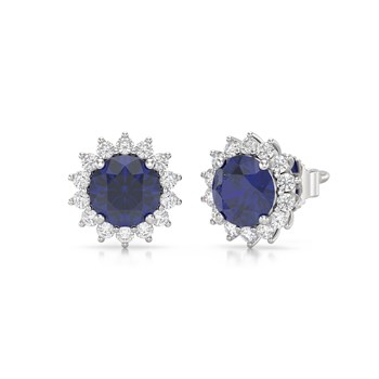 Boucles d'oreilles ADEN Or 585 Blanc Saphir et Diamant 2.61grs