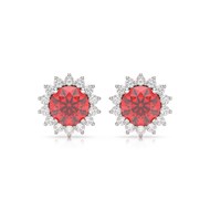 Boucles d'oreilles ADEN Or 585 Blanc Rubis et Diamant 2.61grs