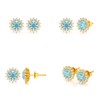 Boucles d'oreilles ADEN Or 585 Jaune Aigue-Marine et Diamant 2.61grs - vue V2