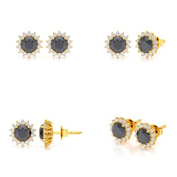Boucles d'oreilles ADEN Or 585 Jaune Diamant noir 2.61grs