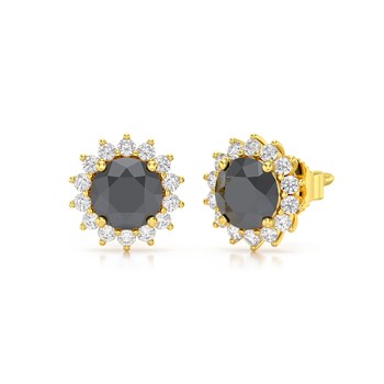 Boucles d'oreilles ADEN Or 585 Jaune Diamant noir 2.61grs