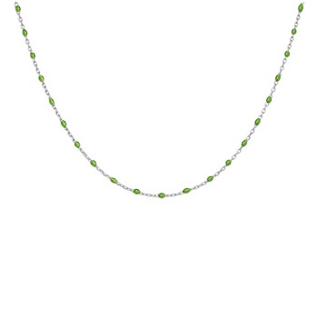 Collier argent - Olives vertes