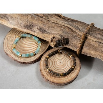 Bracelet Perles Heishi Jaspe Bambou