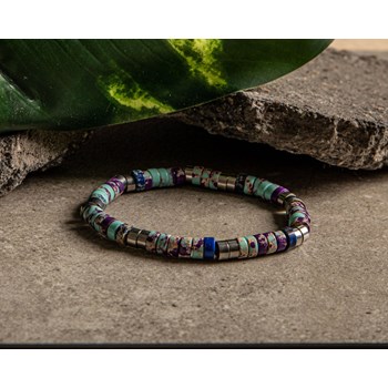 Bracelet Perles Heishi Jaspe Pourpre Impérial