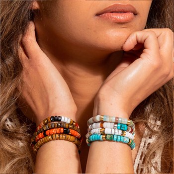 Bracelet Perles Heishi Turquoise Blanche