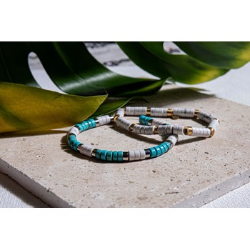 Bracelet Perles Heishi Turquoise Blanche