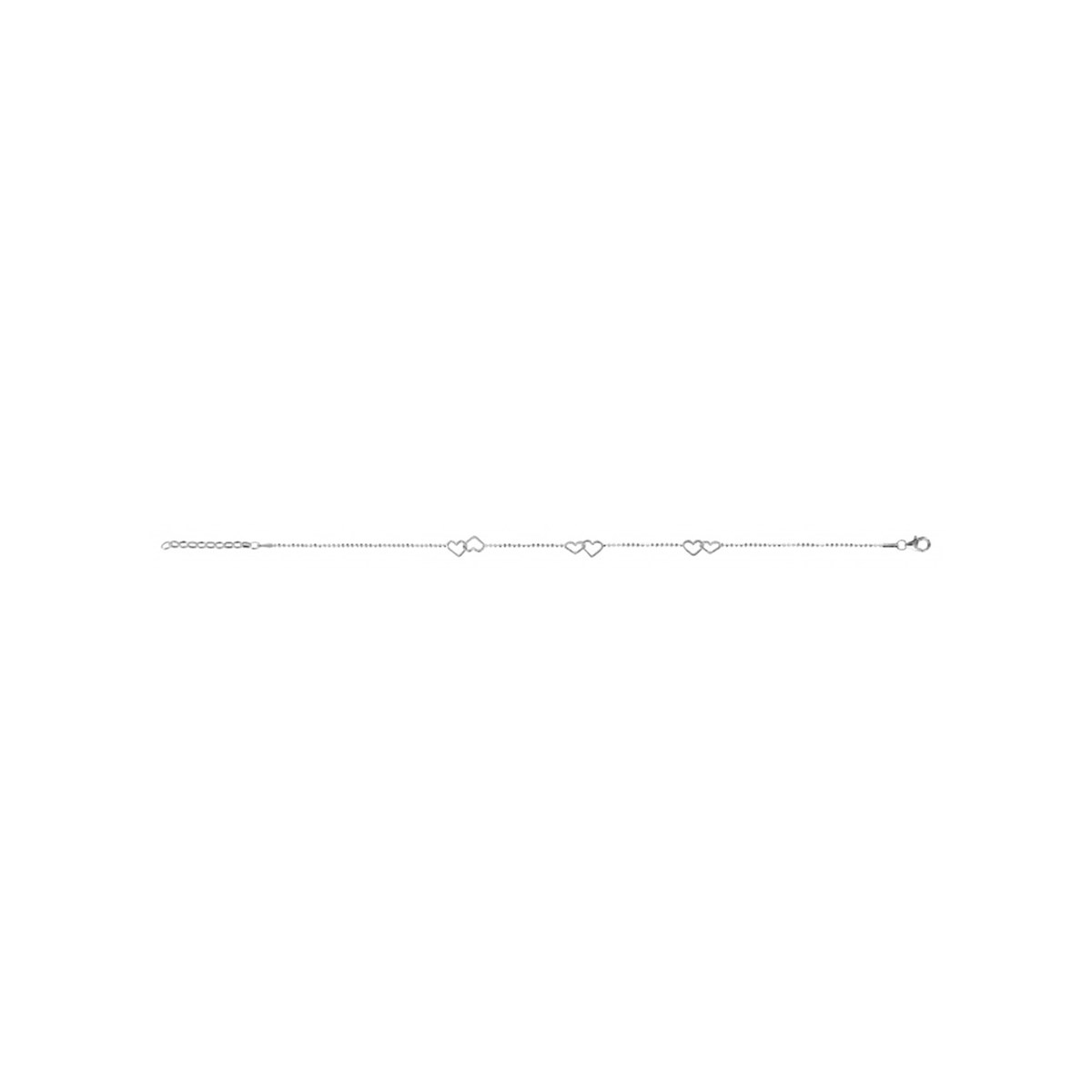 Chaîne de cheville Argent - Multi coeurs - vue 2