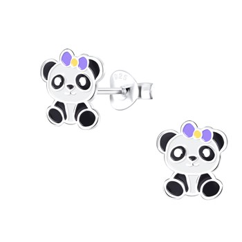 Boucles d'oreilles enfant Panda en argent 925