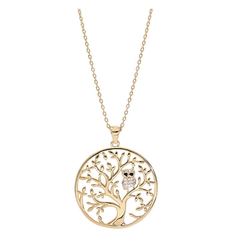 Collier Arbre de vie & chouette - Plaqué or - vue 2