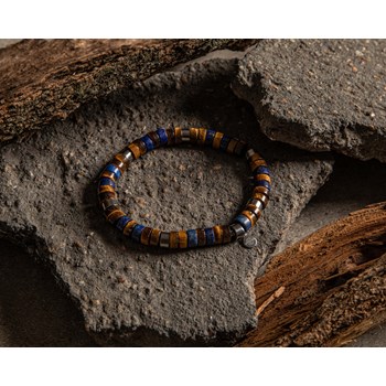 Bracelet Perles Heishi oeil De Tigre Et Lapis