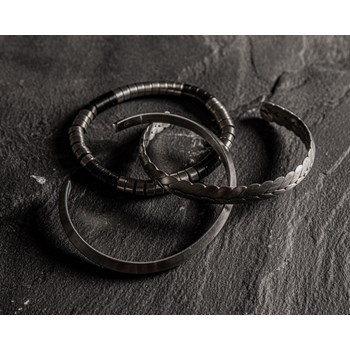 Bracelet Heishi Métal Série Acier Et Noir Mat