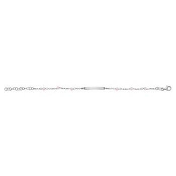 Bracelet identité enfant - Boules roses