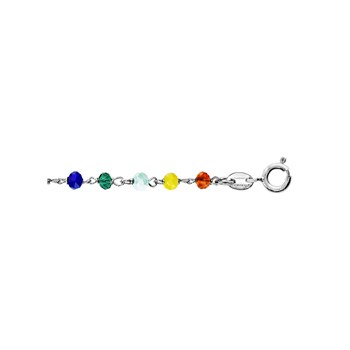 Bracelet Argent - Boules facettes multicolores