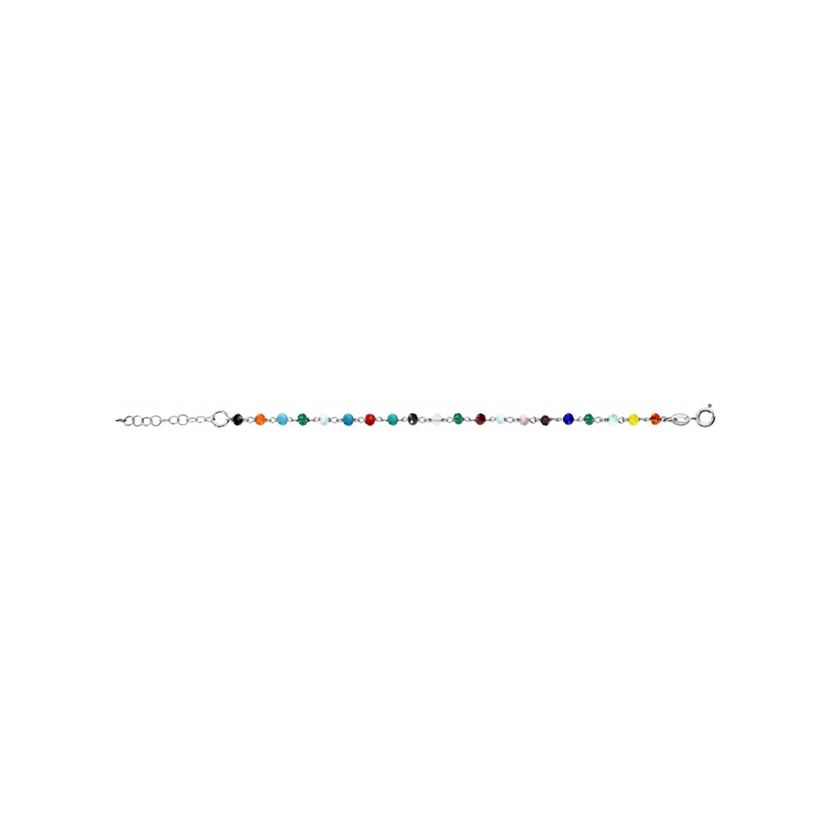Bracelet Argent - Boules facettes multicolores - vue 2