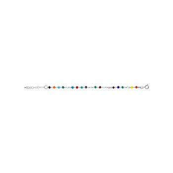 Bracelet Argent - Boules facettes multicolores