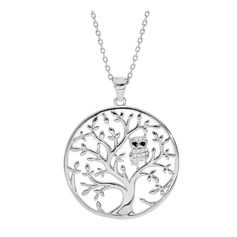 Collier Arbre de vie et chouette - Argent