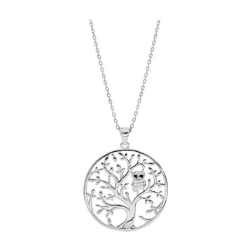 Collier Arbre de vie et chouette - Argent