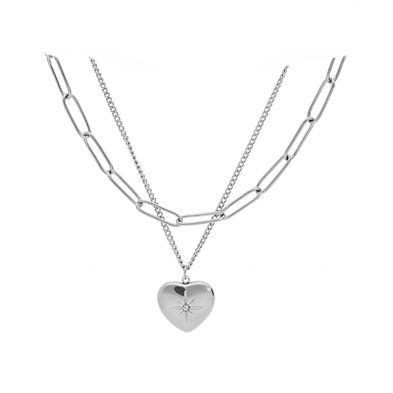 Collier Double chaine - Acier - vue 2