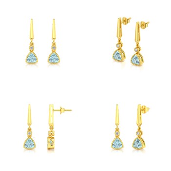 Boucles d'oreilles ADEN Or Jaune Aigue-Marine et Diamant 2.398grs