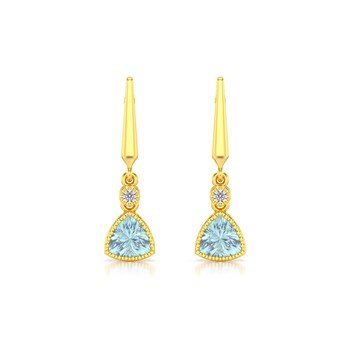 Boucles d'oreilles ADEN Or Jaune Aigue-Marine et Diamant 2.398grs