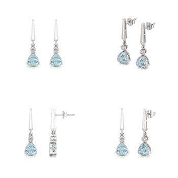 Boucles d'oreilles ADEN Or Blanc Aigue-Marine et Diamant 2.398grs