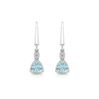 Boucles d'oreilles ADEN Or Blanc Aigue-Marine et Diamant 2.398grs