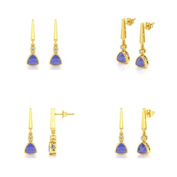 Boucles d'oreilles ADEN Or Jaune Tanzanite et Diamant 2.398grs