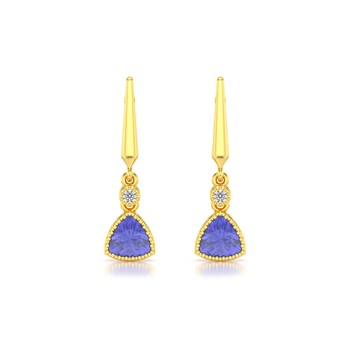 Boucles d'oreilles ADEN Or Jaune Tanzanite et Diamant 2.398grs