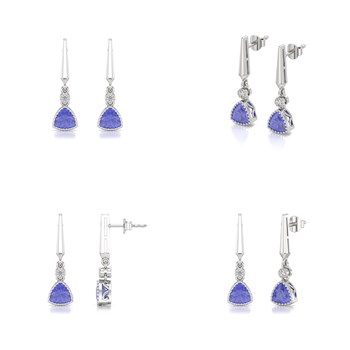 Boucles d'oreilles ADEN Or Blanc Tanzanite et Diamant 2.398grs