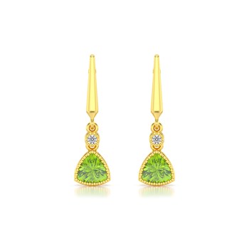 Boucles d'oreilles ADEN Or Jaune Péridot et Diamant 2.398grs