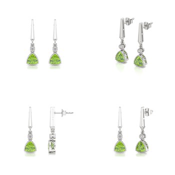 Boucles d'oreilles ADEN Or Blanc Péridot et Diamant 2.398grs
