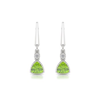 Boucles d'oreilles ADEN Or Blanc Péridot et Diamant 2.398grs