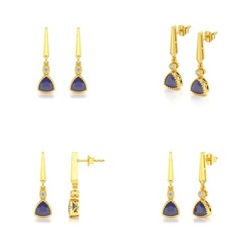 Boucles d'oreilles ADEN Or Jaune Iolite et Diamant 2.398grs