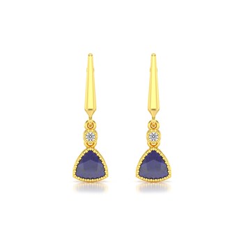 Boucles d'oreilles ADEN Or Jaune Iolite et Diamant 2.398grs