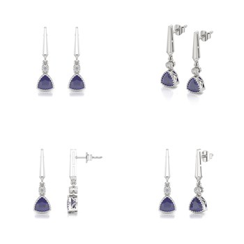 Boucles d'oreilles ADEN Or Blanc Iolite et Diamant 2.398grs