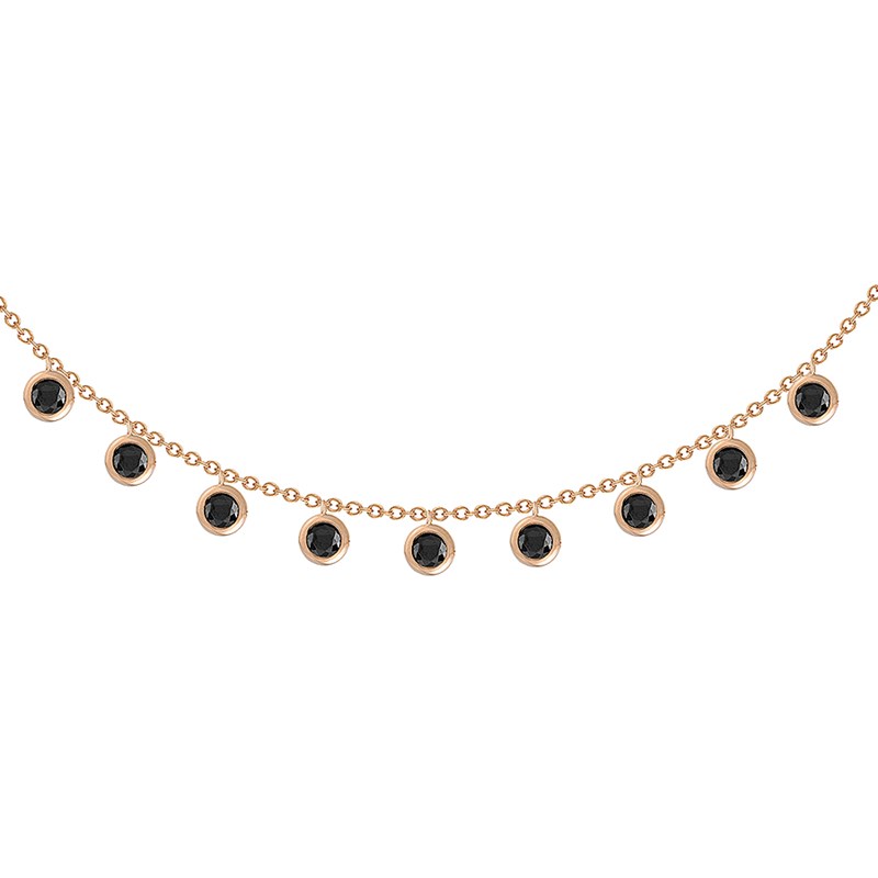 Collier ras du cou MADEMOISELLE chaîne dorée avec pendentifs Zircon Noir