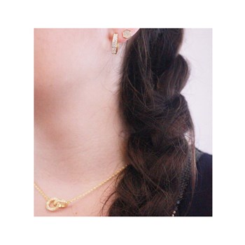 Boucles d'oreilles Hexagon - Doré et Cristal