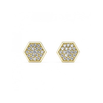 Boucles d'oreilles Hexagon - Doré et Cristal