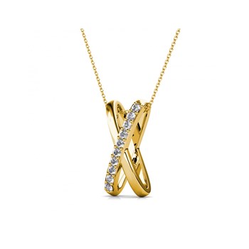 Pendentif X Duo - Doré et Cristal