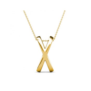 Pendentif X Duo - Doré et Cristal