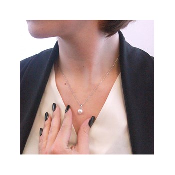 Full Moon Pearl Pendant - Silver and Crystal