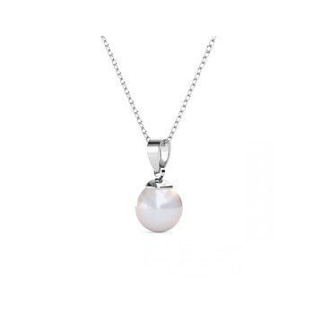 Full Moon Pearl Pendant - Silver and Crystal