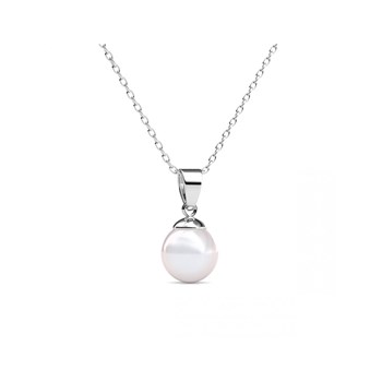 Full Moon Pearl Pendant - Silver and Crystal